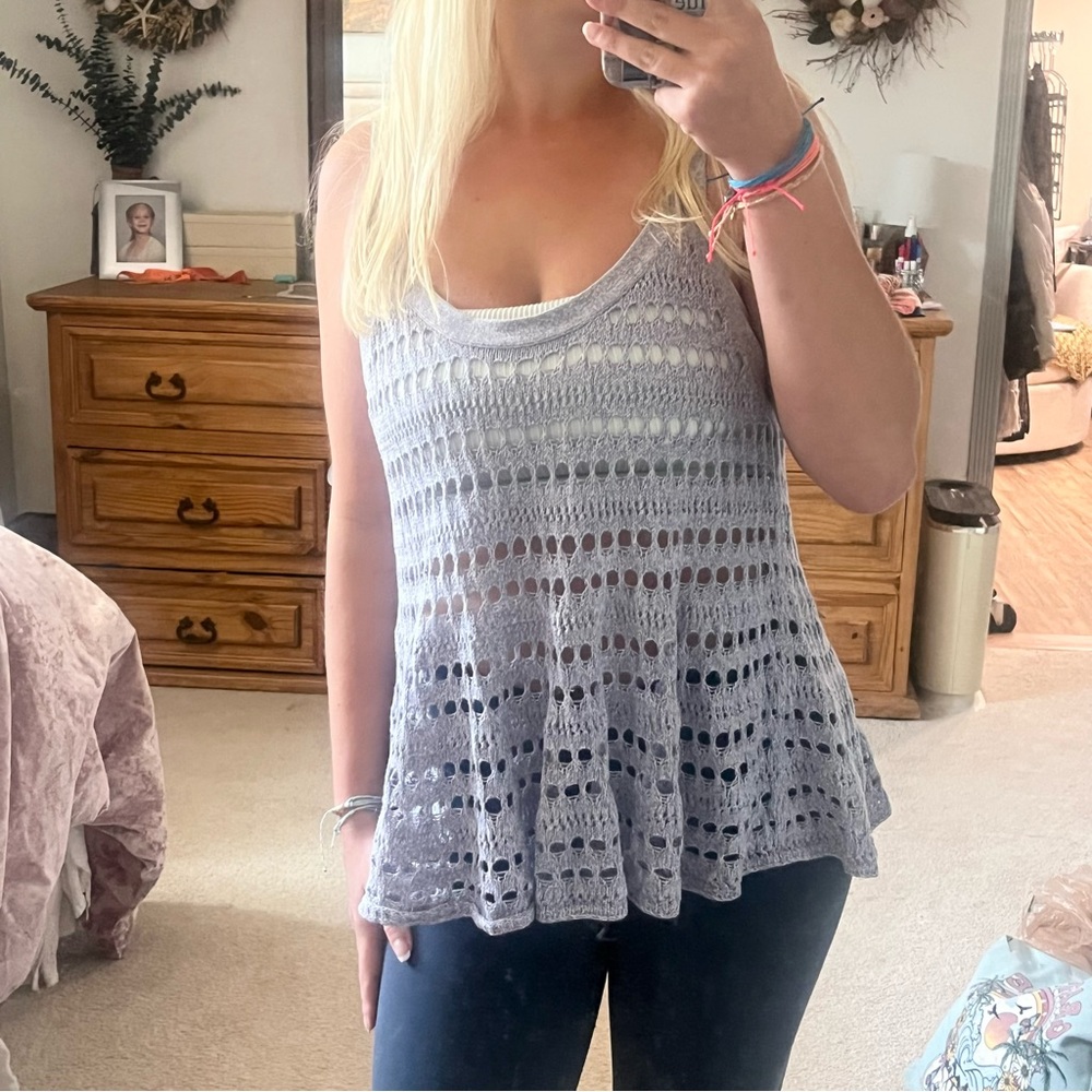 Inked & Faded Beachy crochet knit tank